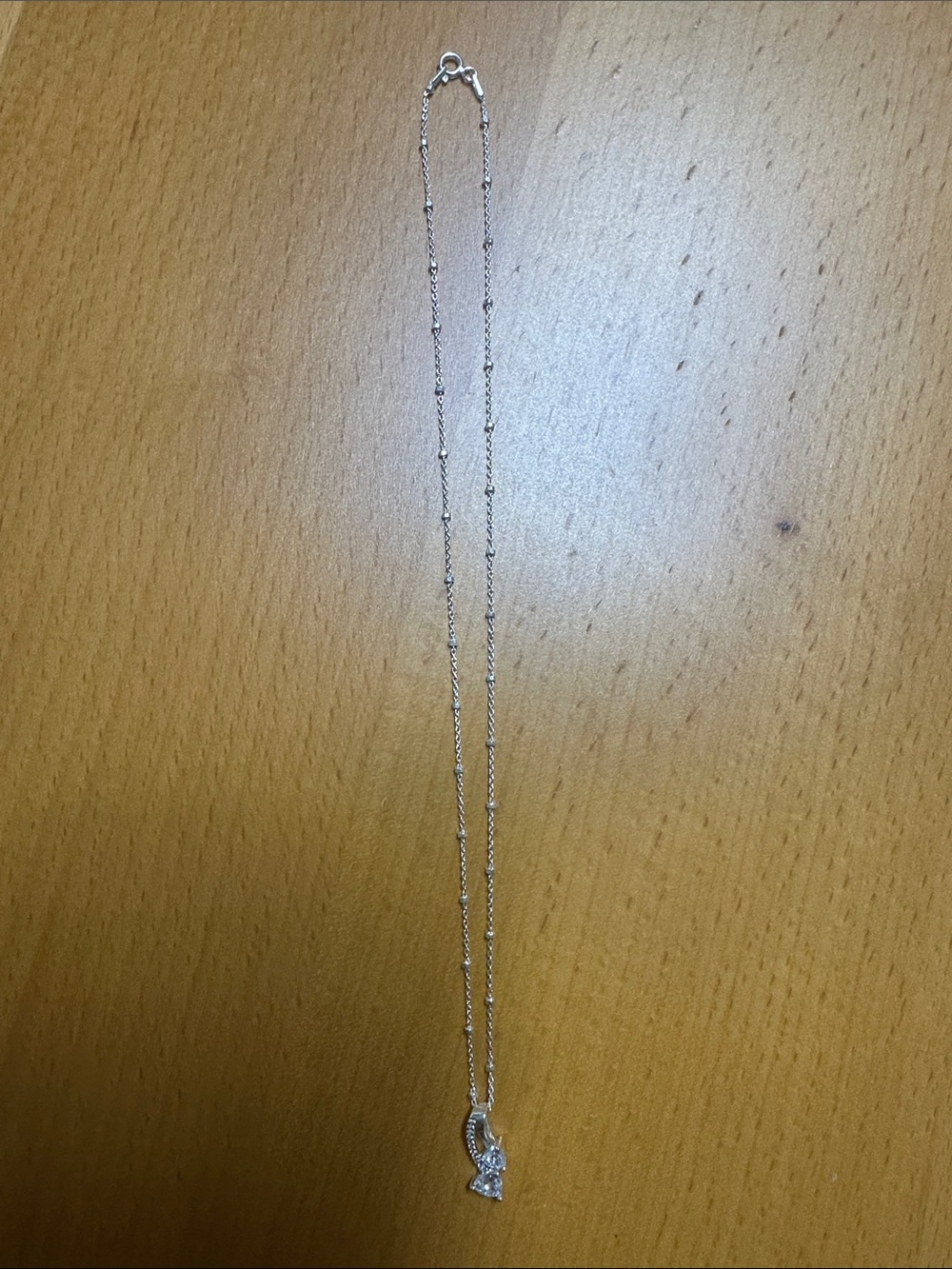 Delicate Satelite Design Silver Chain with Heart Cz Ston Drop Necklace for Women